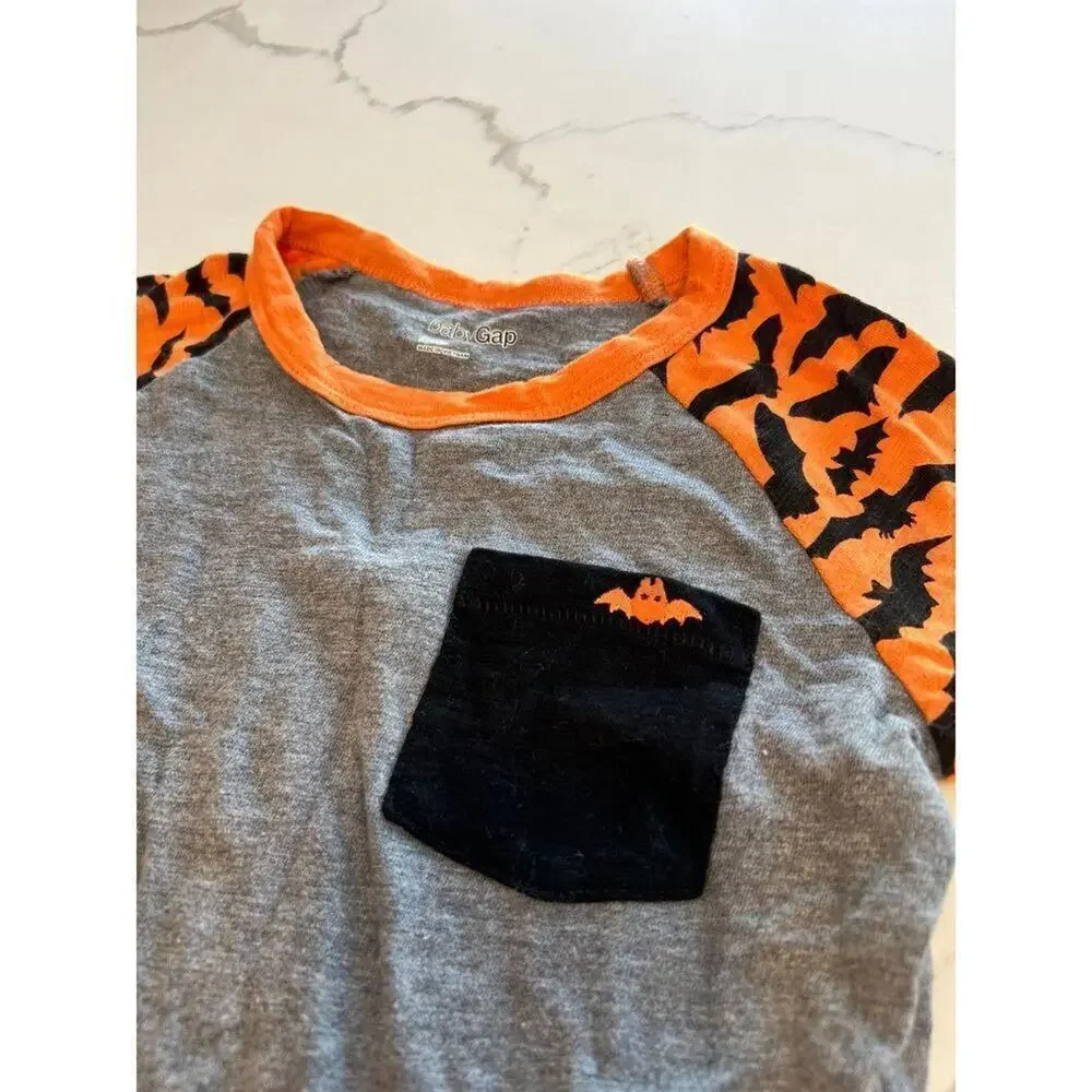 Gap boy cotton knit tee shirt‎ size 3 Halloween bats orange